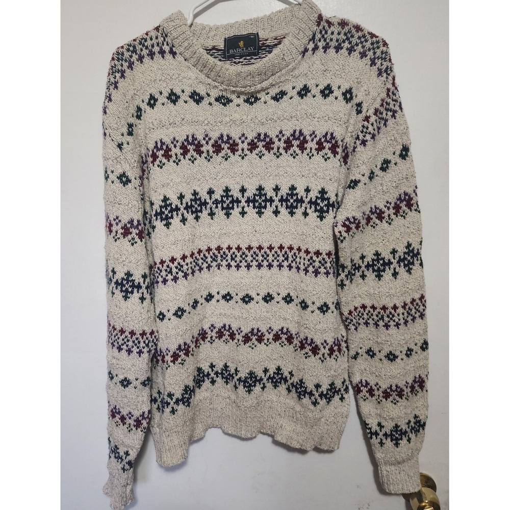 Barclay Union Made Vintage Made In USA Grandpa Sweater Christmas Knit Sz Medium